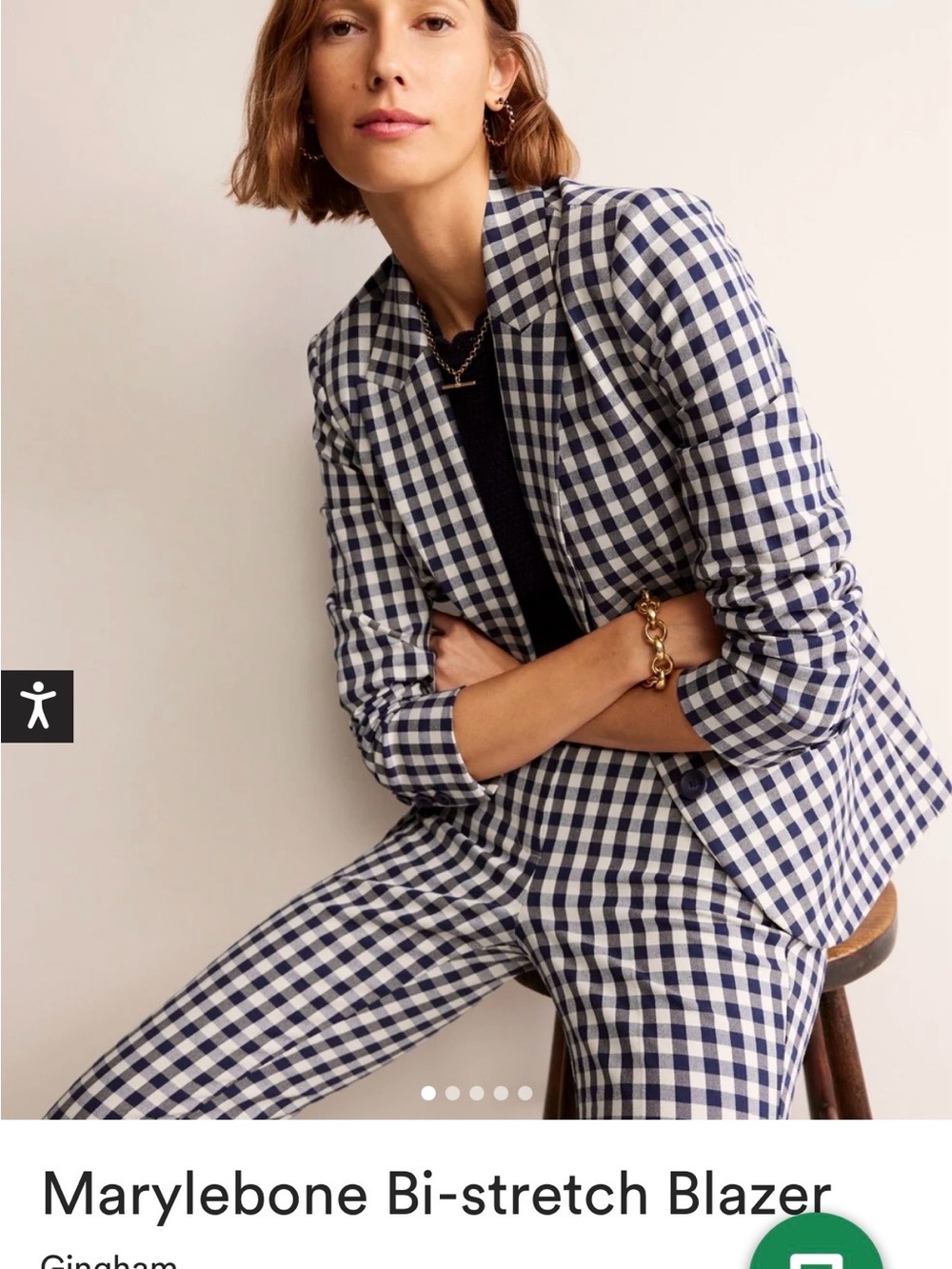 Boden Navy & White Gingham Marylebone Blazer - NWT